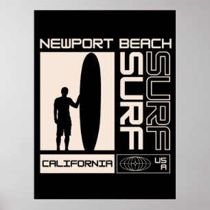 Newport Beach California USA Surf Poster