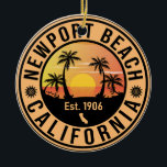 Newport Beach California Vintage Souvenirs Ceramic Ornament<br><div class="desc">This retro Newport Beach of California Vintage design makes a great Christmas or Birthday gift for fans of Newport Beach State Beach. The retro summer vibe design is a perfect gift for travel lovers and tropical destination fans.</div>