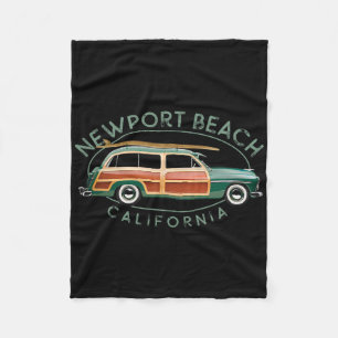 Newport Beach California Vintage Surfing Fleece Blanket