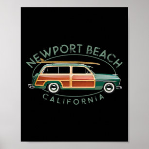 Newport Beach California Vintage Surfing  Poster