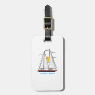 Newport Beach Coastal Nautical Sailing Sailor Luggage Tag