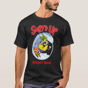 Newport Beach For Kids Pineapple Surfing On Pizza T-Shirt