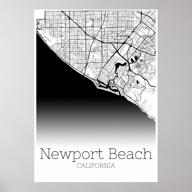 Newport Beach Map - California - City Map Poster (Front)