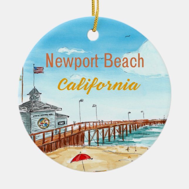 Newport Beach Pier Ornament (Front)
