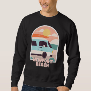 Newport Beach Retro Pastel Colours Sun & Surfing V Sweatshirt