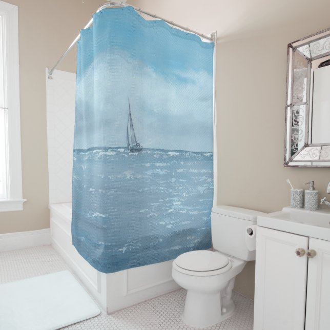 Newport Beach Sailing Shower Curtain (In Situ)