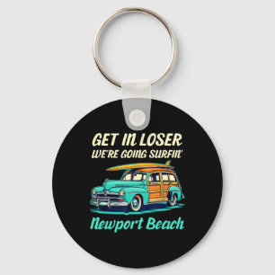 Newport Beach Surf California Girl Women Men Vinta Key Ring