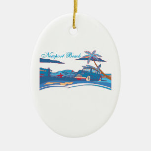 Newport Beach Surf Culture Ceramic Tree Decoration