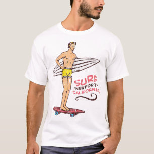 Newport Beach Surf Vintage Retro Surfboard 60s 70s T-Shirt
