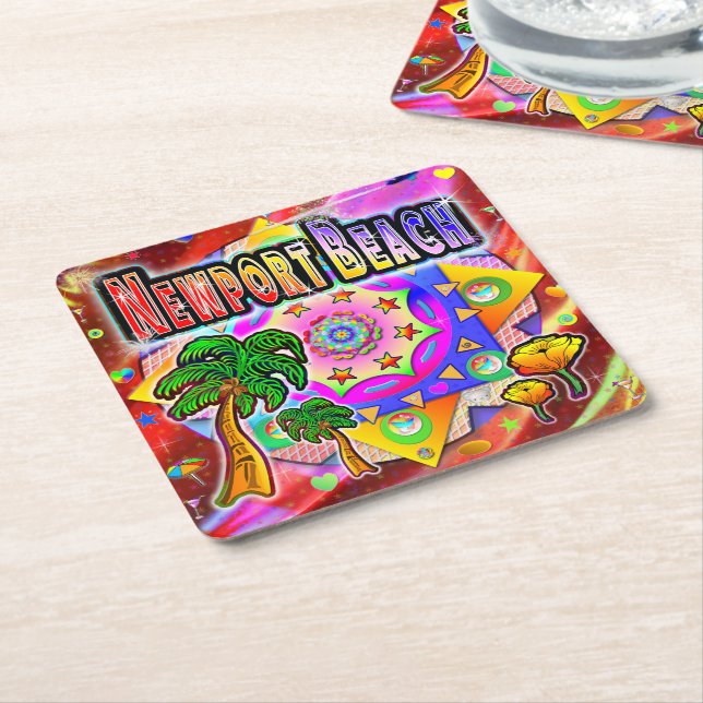 Newport Beach Tropical Friends Coaster (Angled)