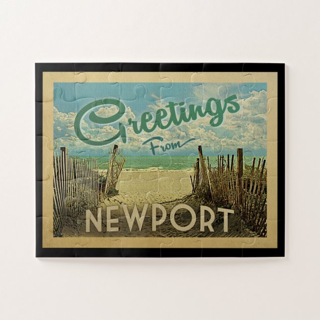 Newport Beach Vintage Travel Jigsaw Puzzle (Horizontal)