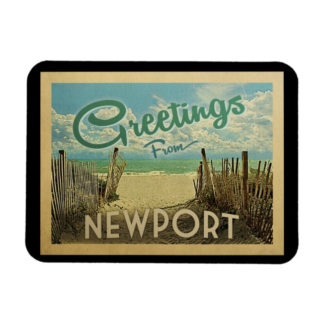 Newport Beach Vintage Travel Magnet (Horizontal)