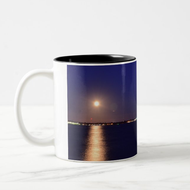 Newport Bridge Full Moon Two-Tone Coffee Mug (Left)