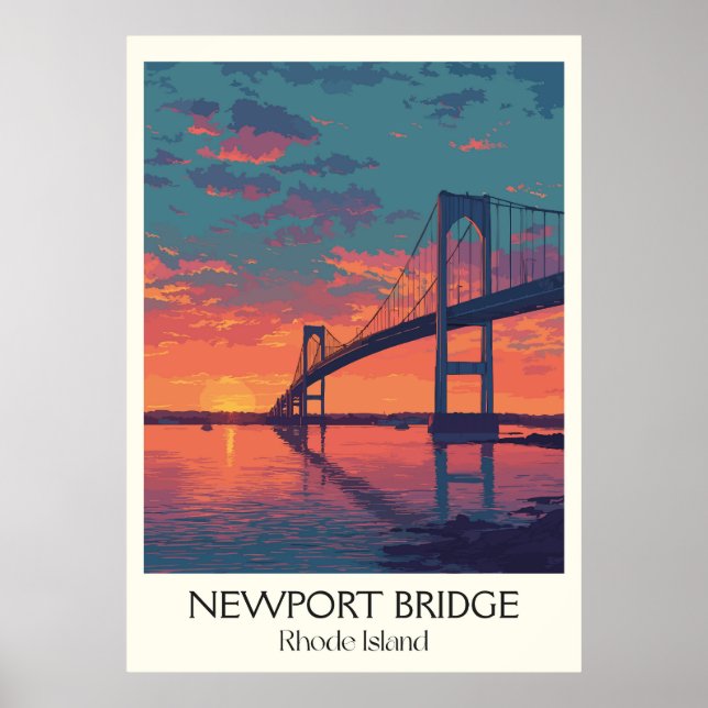 Newport Bridge Rhode Island Sunset Poster (Front)