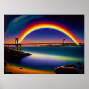 Newport Bridge, Summer Nights, Rainbow Poster