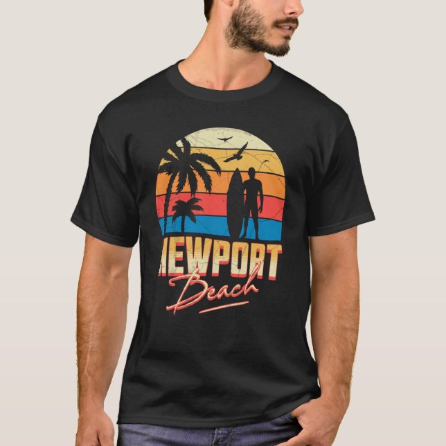 Newport California Beach Surfing Surf Summer Vacat T-Shirt (Front)