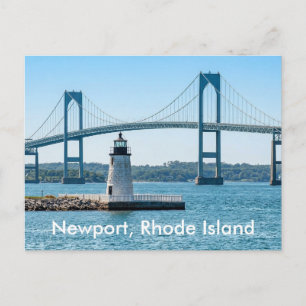 Newport Harbour Lighthouse Bridge Rhode Island RI Postcard