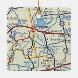 Newport Maine Vintage Map Ceramic Ornament