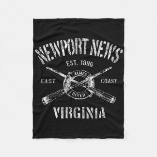 Newport News Va Vintage Nautical Boating Tee Fleece Blanket
