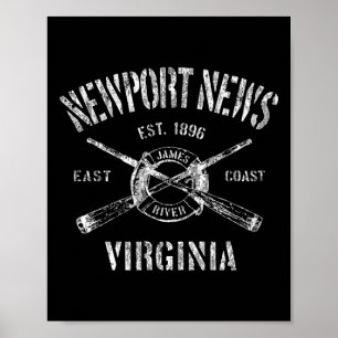 Newport News Va Vintage Nautical Boating Tee Poster