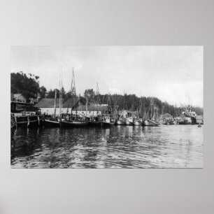 Newport, Oregon Waterfront View of Fishing Fleet Poster