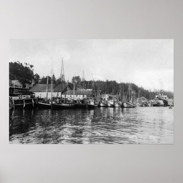 Newport, Oregon Waterfront View of Fishing Fleet Poster (Front)