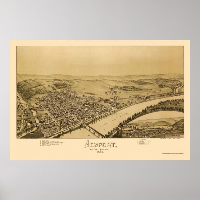Newport, PA Panoramic Map - 1895 Poster (Front)