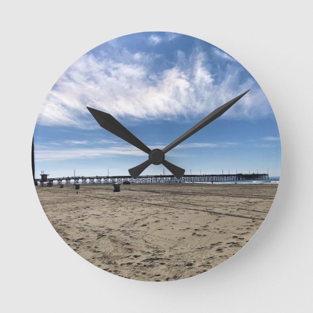 Newport Pier, Newport Beach, California Round Clock (Front)