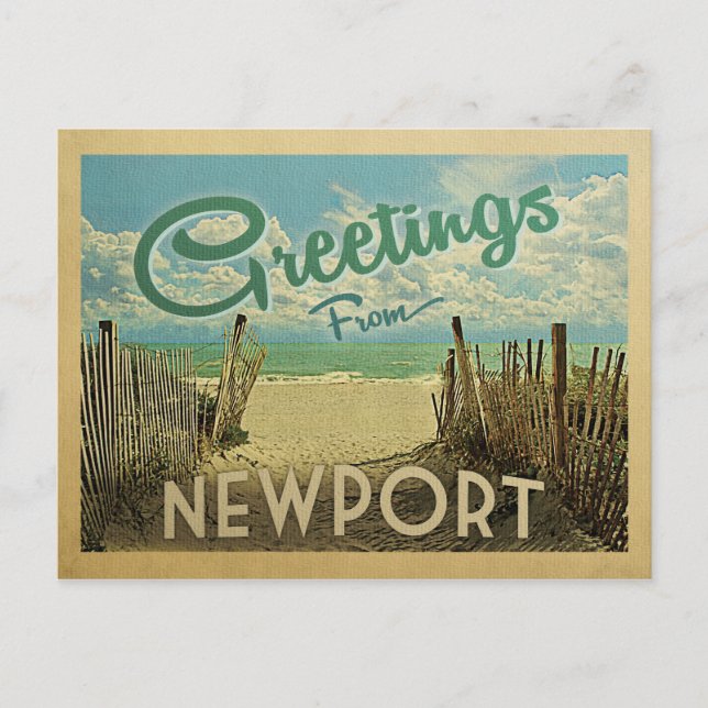 Newport Postcard Beach Vintage Travel (Front)