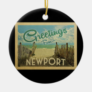 Newport Rhode Island Beach Vintage Travel Ceramic Ornament