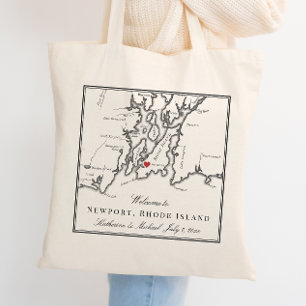 Newport Rhode Island Black White Wedding Welcome Tote Bag