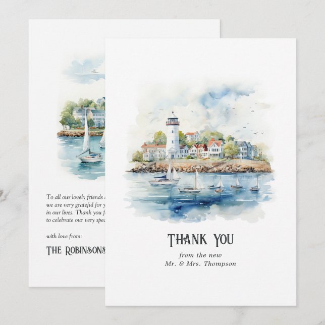 Newport, Rhode Island Destination Wedding Thank You Card (Front/Back)