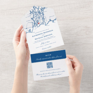 Newport Rhode Island Elegant Wedding All In One Invitation