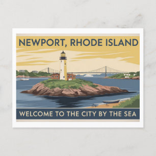 Newport, Rhode Island Lighthouse painting Postcard