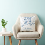 Newport Rhode Island Newlywed Our First Christmas  Cushion<br><div class="desc">This beautiful Newport Rhode Island Throw Pillow is perfect to celebrate a couple's first Christmas as Mr. and Mrs.! Printed on soft cotton, this navy blue map pillow makes a lovely wedding gift that will be cherished for years. You can move the heart and the map by clicking "Edit using...</div>