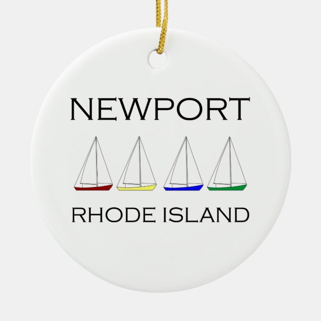Newport Rhode Island Sailboats Ceramic Ornament (Front)