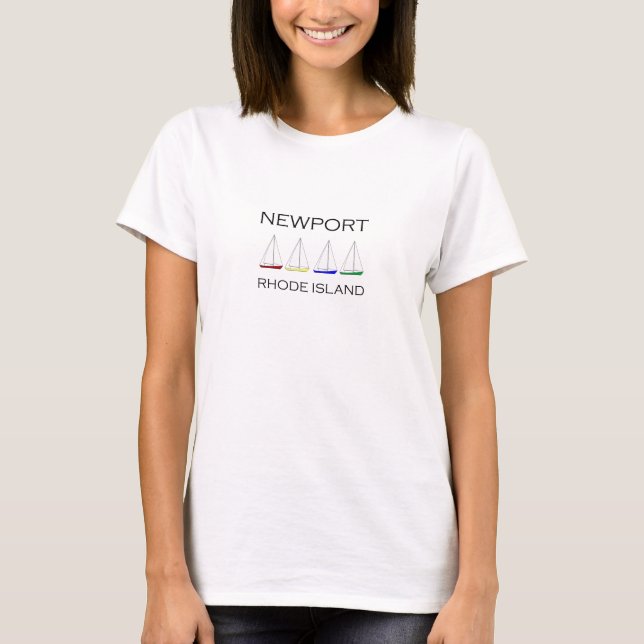 Newport Rhode Island Sailboats T-Shirt (Front)