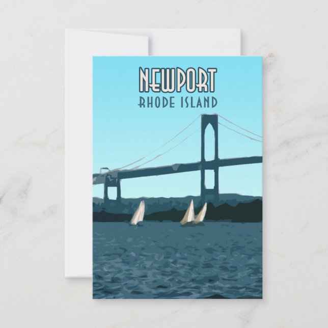 Newport Rhode Island Sailboats Vintage Flat Card (Front)