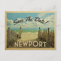 Newport Rhode Island Save The Date Vintage Beach