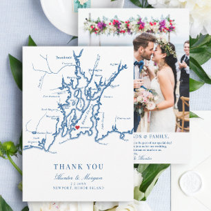 Newport Rhode Island Wedding Flat Thank You Card