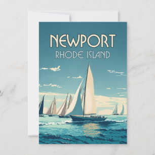 Newport Rhode Island Yacht Race Vintage Flat Card