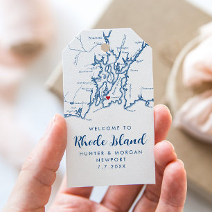 Newport RI Elegant Modern Navy Wedding Favour Gift Tags