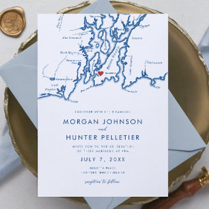 Newport RI Elegant Navy Blue Minimalist Wedding Invitation