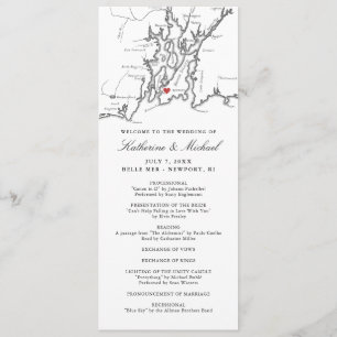 Newport RI Map Elegant Black and White Wedding Program