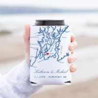 Newport, RI Map Wedding Favour Drink Holder