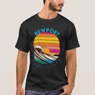 Newport RI Retro 1980s Style Rhode Island Beach T-Shirt