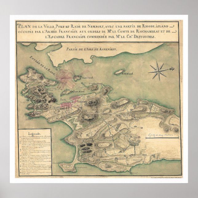 Newport, RI Revolutionary Map 1780 Poster (Front)