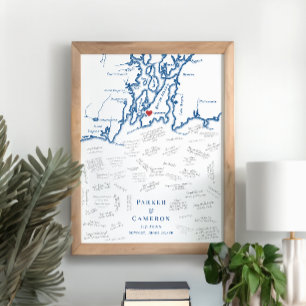 Newport RI Wedding Elegant Guest Book Poster