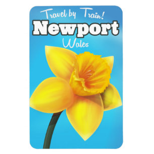 Newport Wales vintage Daffodil travel poster Magnet
