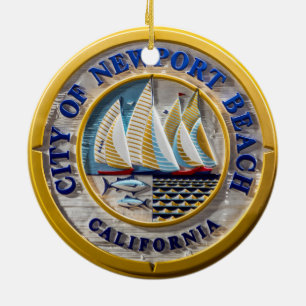 Newport's Balboa Pier 2 sided round Ceramic Ornament